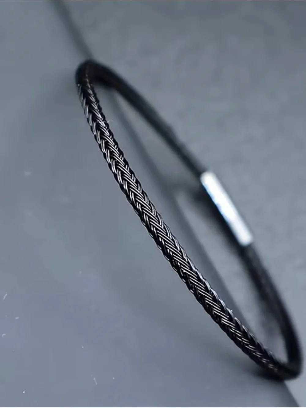 Men's Black 3mm Waterproof 201 Stainless Wire Braided Bracelet Unisex